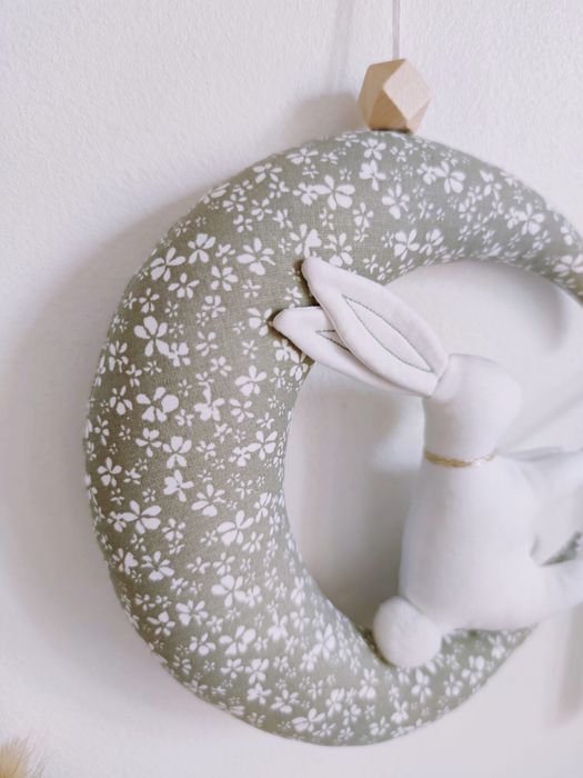 Dekoracja wisząca nad łóżeczko niemowlęca księżyc handmade