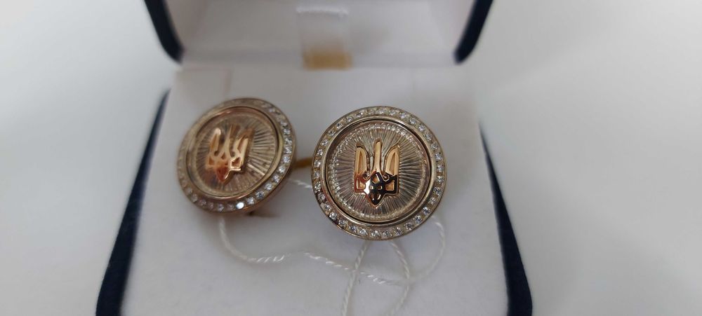 Запонки з гербом України срібло+золото