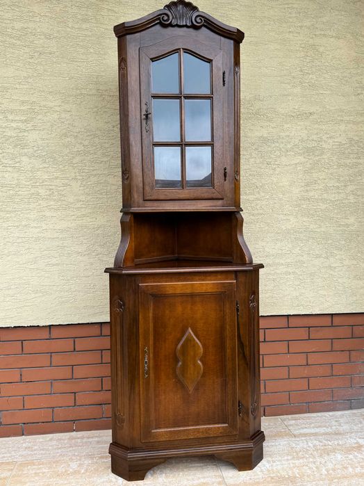 Witryna styl dębowa narożna kredens regał półki rogówka szafka komoda