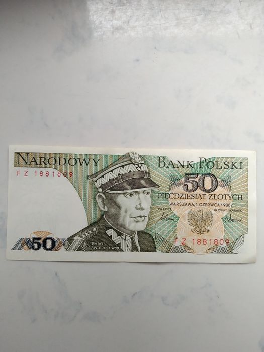 50 zł 1986 r. Karol Świerczewski
