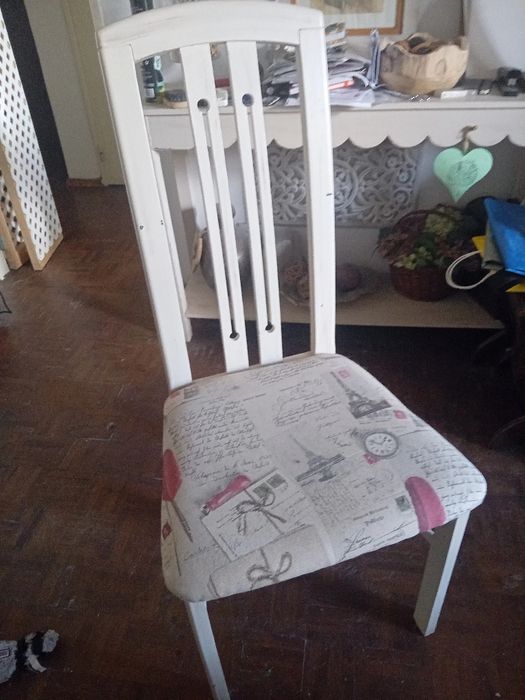 Conjunto 6 cadeiras madeira brancas