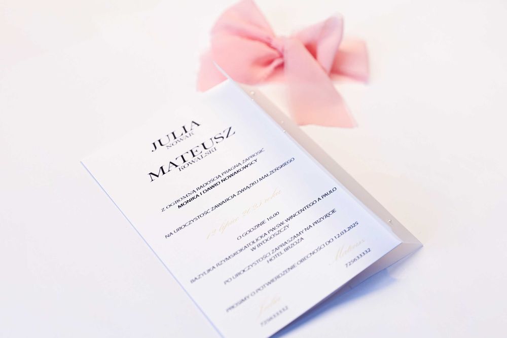 Zaproszenie jednokartkowe z ozdobną kalką