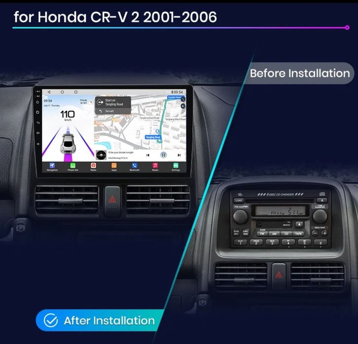 Rádio 9" android Honda Cr-V 2 de 2001-06 CARPLAY WIFI GPS NOVO