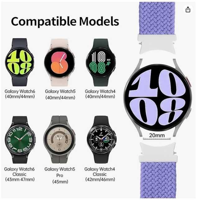 Kytuwy nylonowy pasek do zegarka Samsung Galaxy Watch kolor fiolet