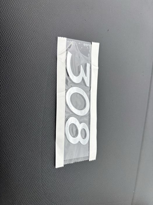 Nowy emblemat znaczek napis "308" Peugeot – chrom