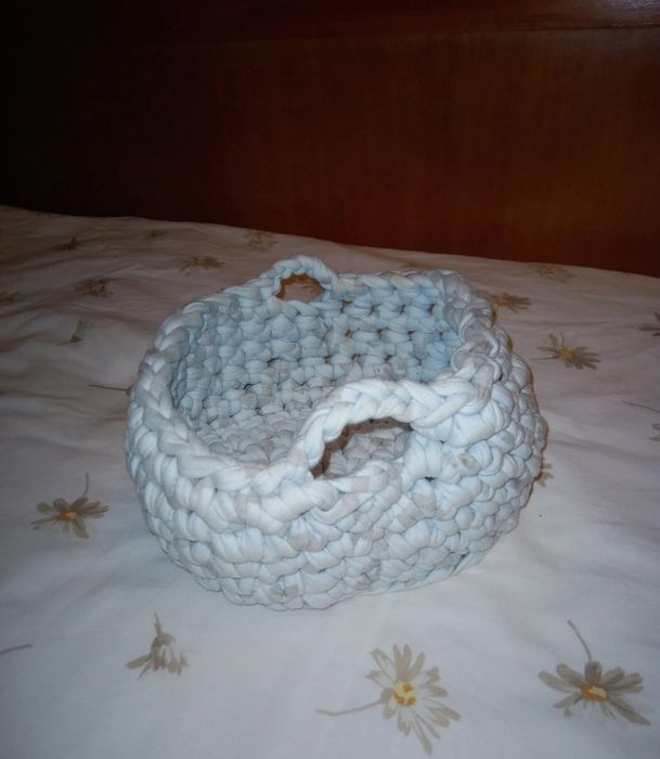 Cesto de arrumação de pano azul entrelaçado Vintage