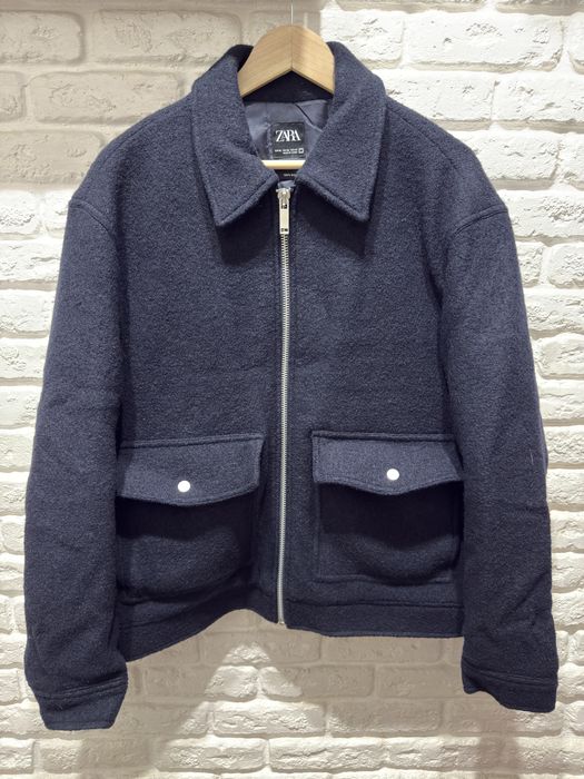 Куртка Zara шерстяна темно-синя XL в хорошому стані
