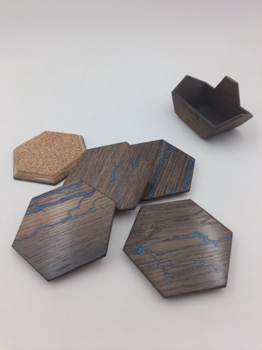 Оригінальний подарунок преміум-класу з дуба підставки під чашки костер