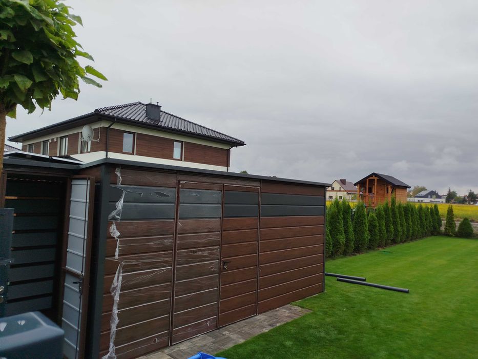 BIAŁA Wiata Śmietnikowa Magazyn ŚMIETNIK  Blaszany Schowek - Maj-Blach