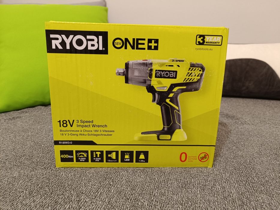 RYOBI akumulatorowy klucz udarowy R18IW3 18V 400Nm LED ONE+ nowy