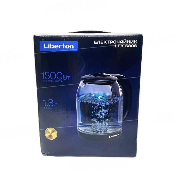 Електрочайник скляний LIBERTON LEK-6808 1500Вт