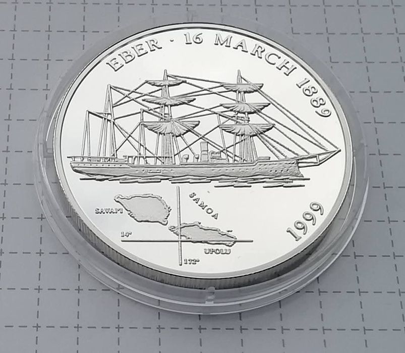 Самоа 10 тала 1999р. СРІБЛО. ПРУФ. Канонерський човен - Eber