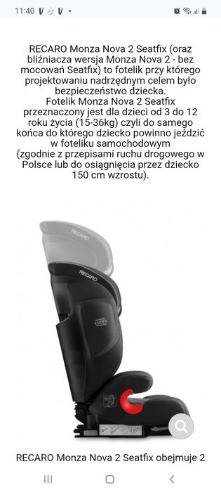 Fotelik samochodowy Recaro Monza Nova advanced side protection