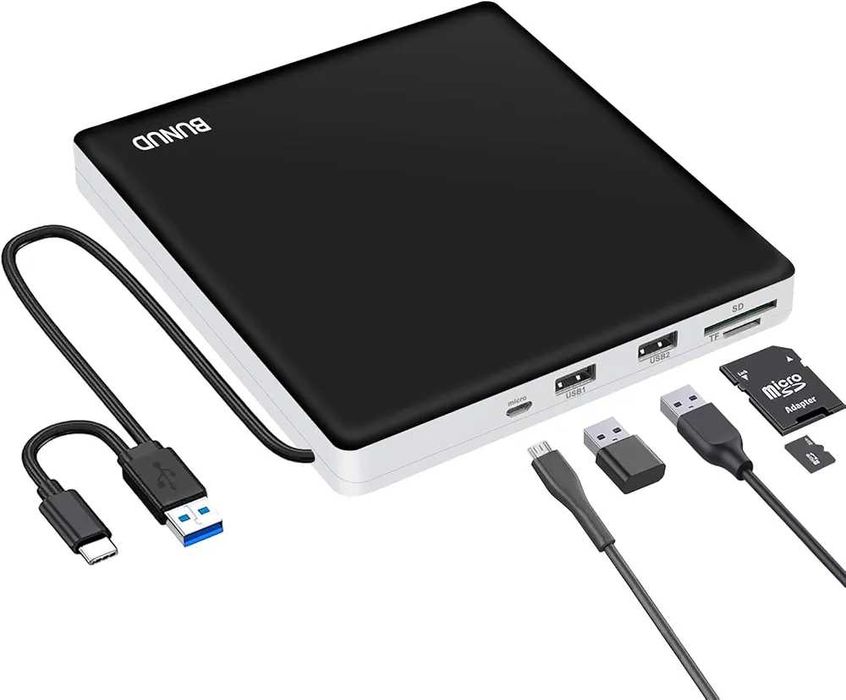 Nagrywarka Zewnętrzna Przenośna DVD CD Napęd Optyczny USB 3.0 SD Bunud