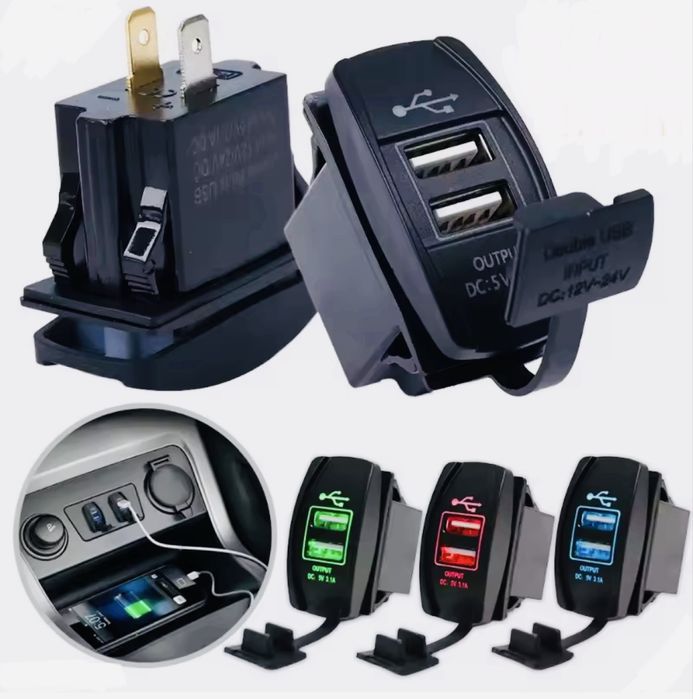 подвійний USB-зарядний пристрій 12-24 В Мотоцикл мопед авто квадроцикл