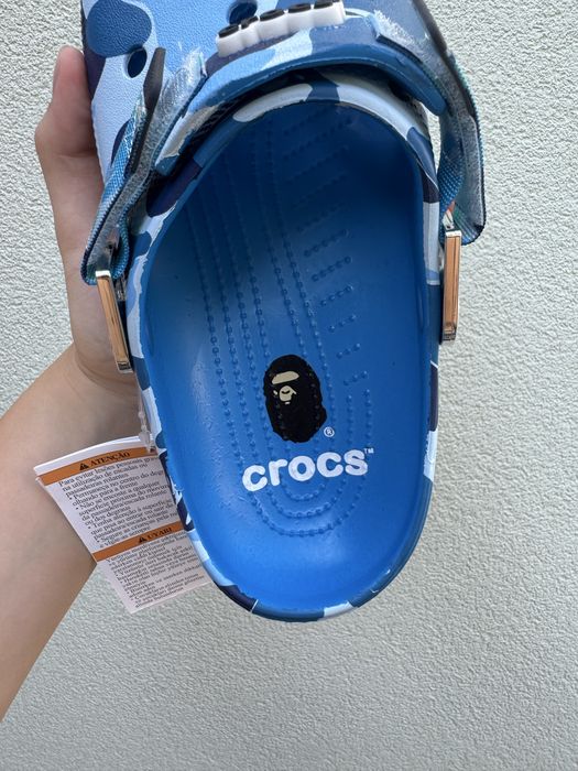 Crocs Bape крокси кроксы бейп сирі синие серые розовые рожеві сірі тапки шлепки на лето