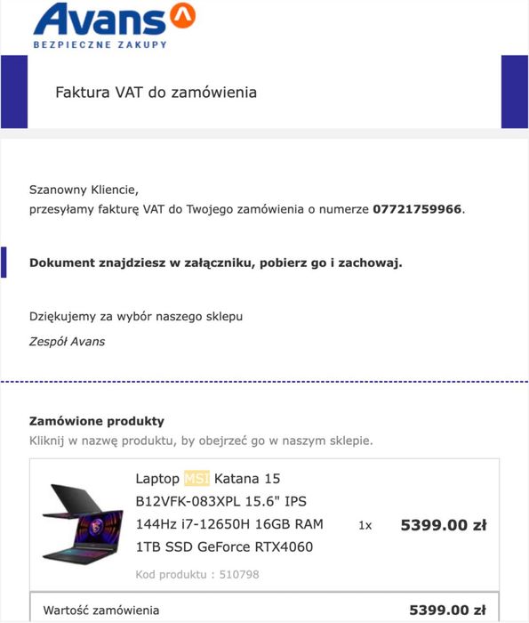 Laptop 15,6” Katana