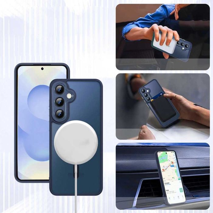 Etui Case MagSafe Niebieski do Samsung Galaxy S25 Plus + Szkło Hartowane