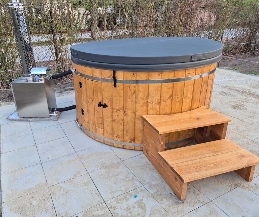 JACUZZI OGRODOWE JAKUZZI BALIA ogrodowa PREMIUM jacuzzi LED piec termopokrywa ruska bania