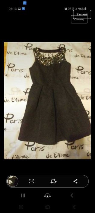 Sukienka  damska studniówka polowinki mala czarna rozkloszowana