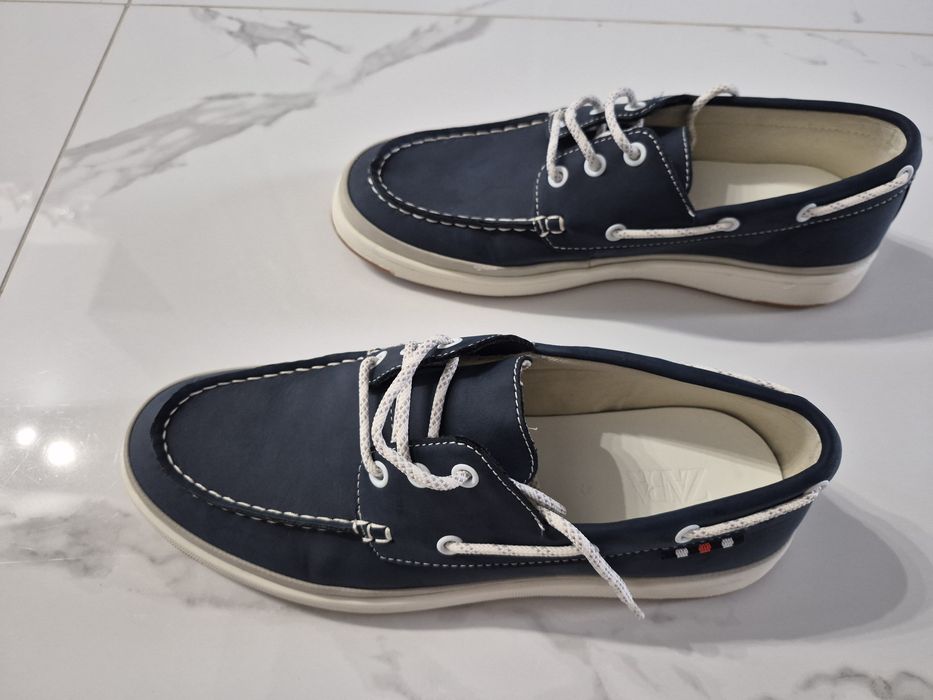 Buty żeglarskie ZARA mokasyny granatowe – Rozmiar 42 – Stan Bardzo Dobry