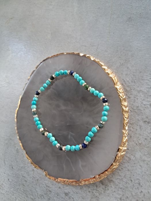 Bransoletka na gumce turkusowa