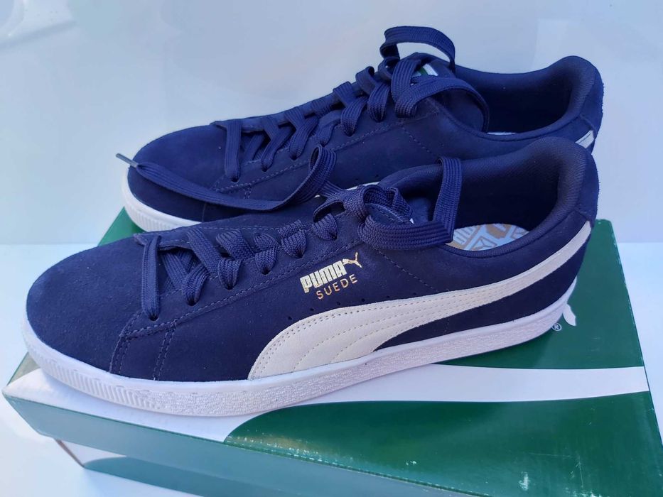 Sneakersy PUMA sportowe zamszowe niebieskie grsnat 43 suede