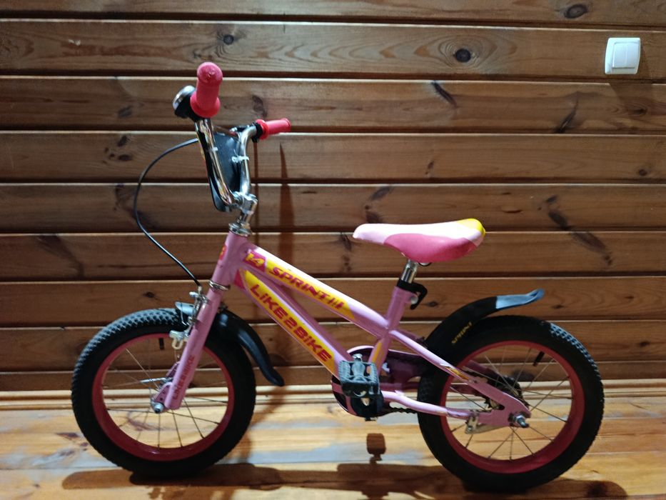 Детский велосипед для девочки Like2Bike 14 дюймов. Розовый, 3-6 лет