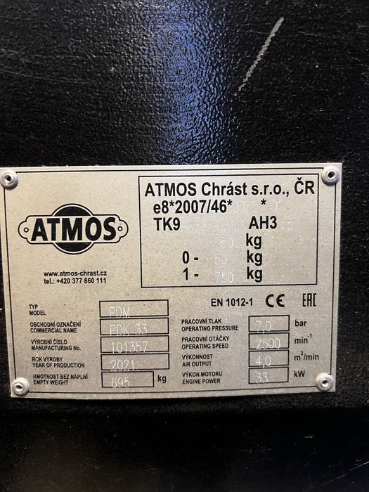 Kompresor śrubowy spalinowy ATMOS Chrast PDK 33 | JAK NOWY – Tylko 13 mth!
