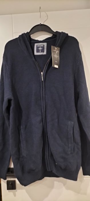 Granatowa męska bluza z kapturem na suwak.XL