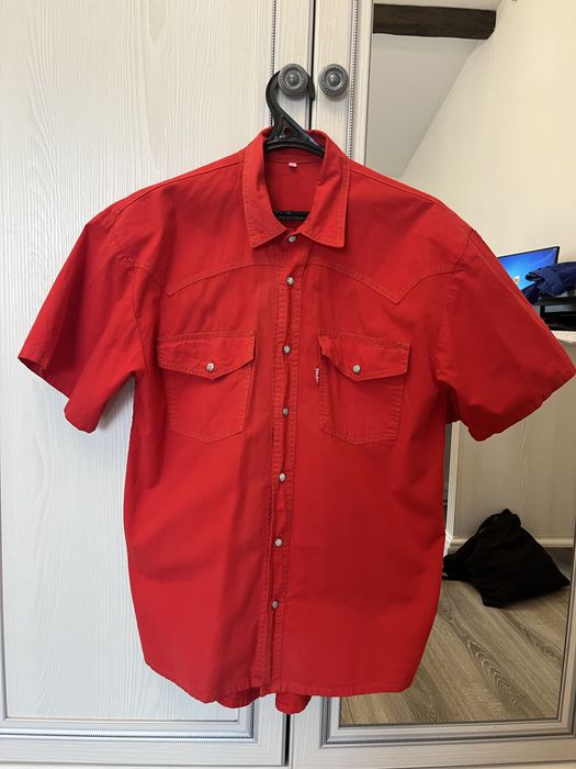 Вінтажна червона сорочка з коротким рукавом (Made in Finland)