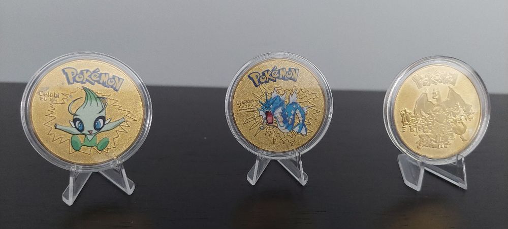 Moedas POKÉMON em Metal maciço 6 Unidades + Apliques NOVAS