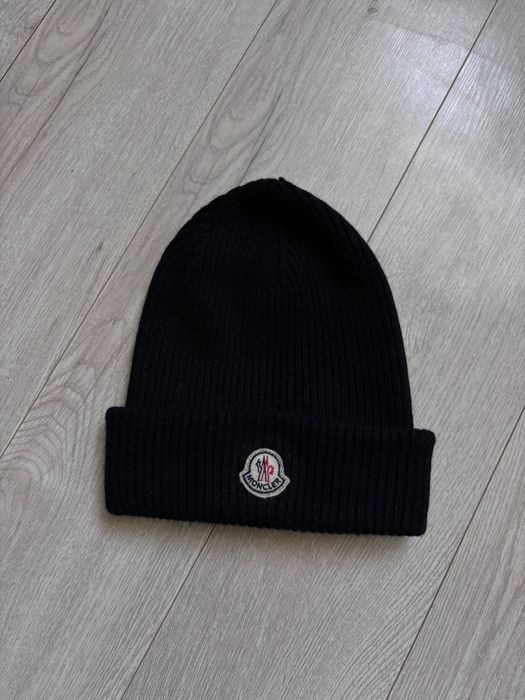 Moncler beanie чорна шерстяна шапка