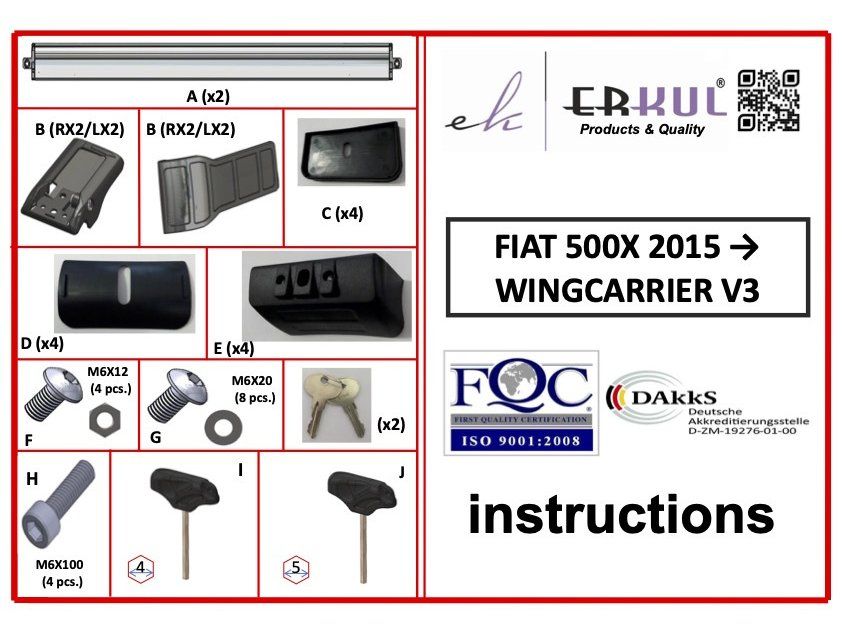 Fiat 500X Поперечени у штатні рейлінги під ключ Wingbar V3 (2 шт) Сірі
