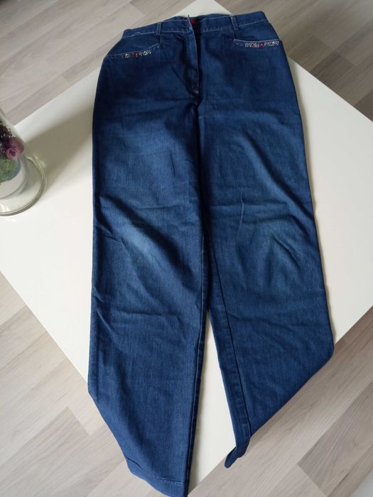 Duo Casual spodnie damskie cienki jeans r M/38 pas 72cm wysoki stan