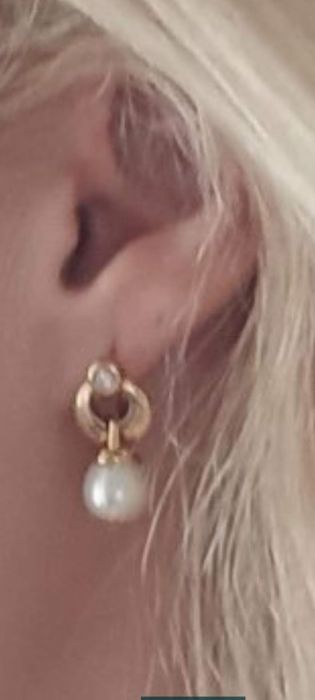 8,54г.Золотые серьги с жемчугом,золоті сережки з перлами,золото 585 пр