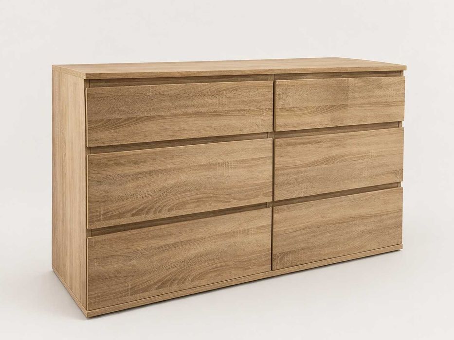 Cómoda grande 6 gavetas 153x82x50 cm – madeira/carvalho