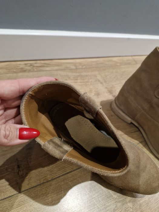 Buty skórzane botki na platformie