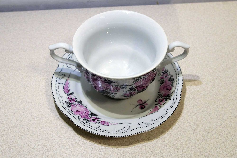 Porcelana Bulionówka ręcznie malowana UNIKAT