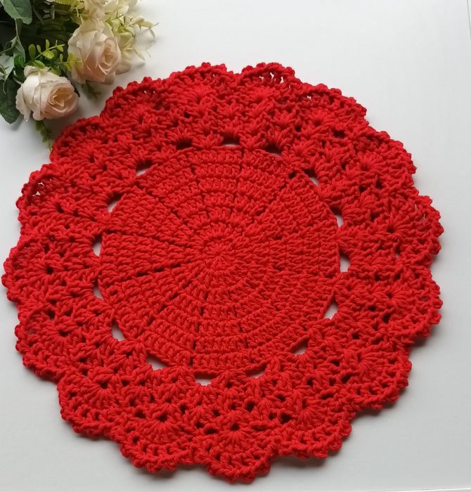 Conjunto com 4 Sousplat  de croche e 4 Porta copos