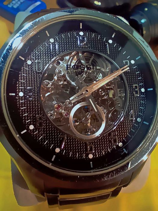 Men's Fossil Automatic Watch with Skeleton Black Dial (Model: ME3007)