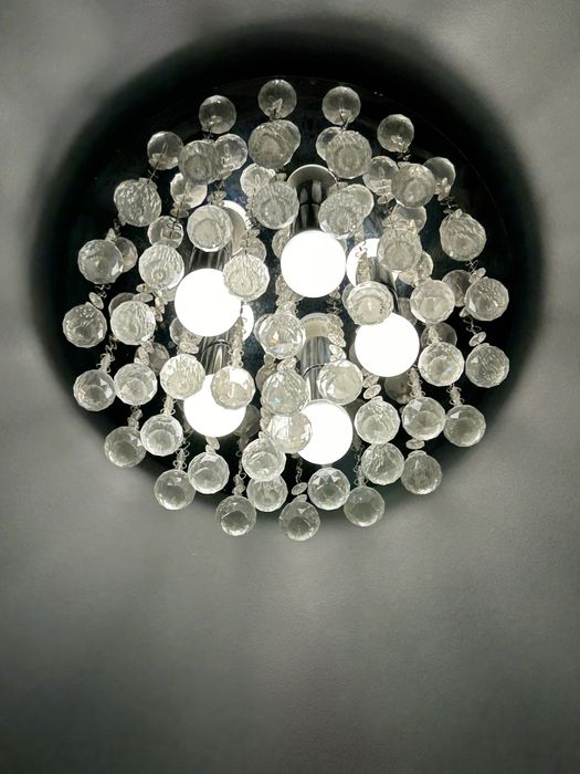 Plafon srebrny z krysztalkami 5 żarówek