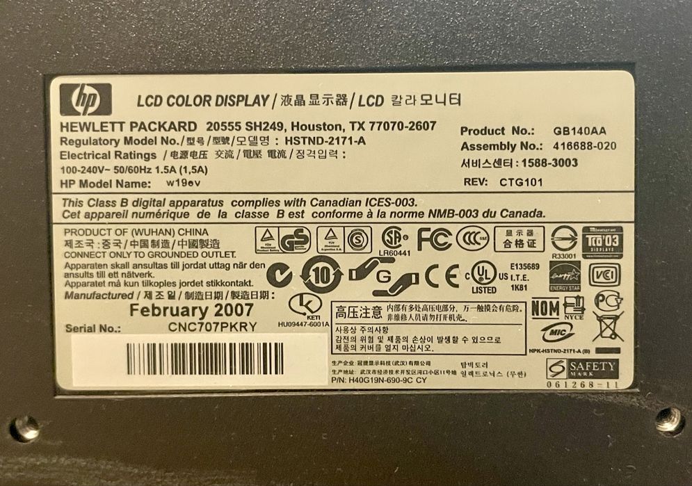 Monitor HP w19ev 19” Impecável - Como Novo!