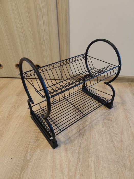 Suszarka do naczyń dwupoziomowa czarna 40x25x38 cm osuszacz ociekacz