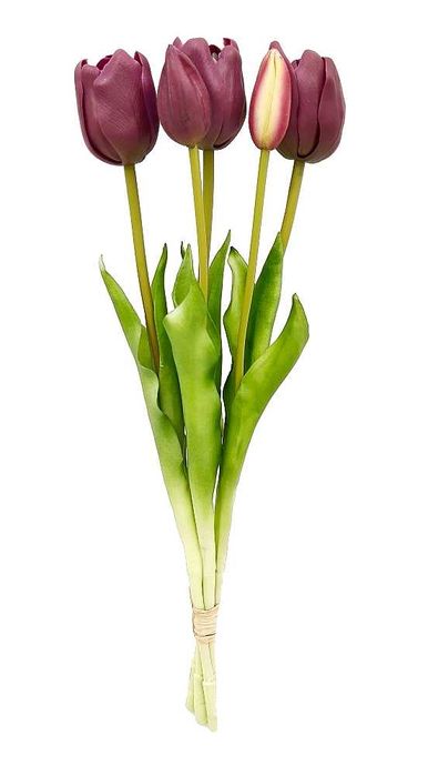 Tulipan sztuczny tulipany silikonowe bukiet 5 sztuk FIOLETOWE 44cm