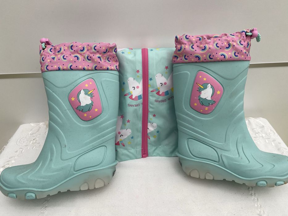 Conjunto de chuva unicornio 3-5 anos botas e casaco impermeaveis