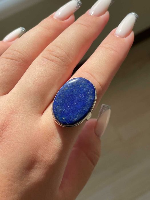 Кольцо с  лазуритом, посеребренное, размер 20.5