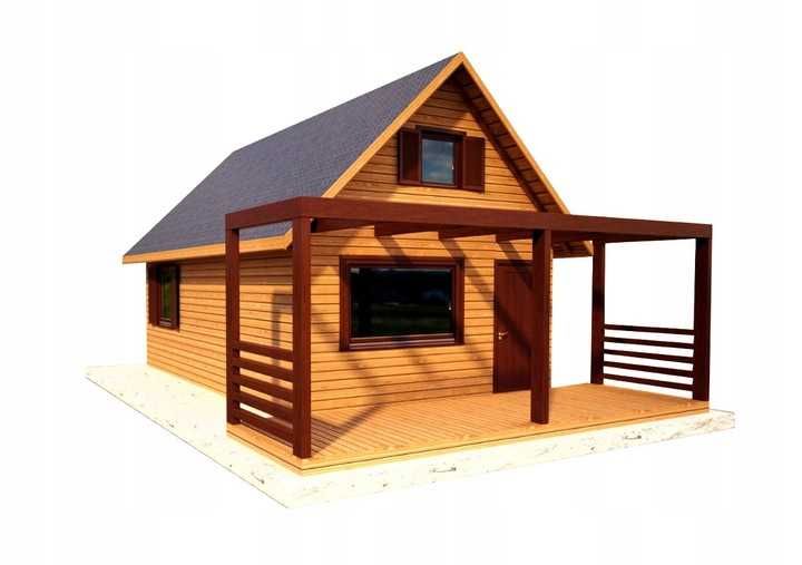 Domek drewniany całoroczny letniskowy 8m x 4m 20mm