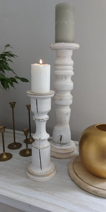 Świecznik rustykalny drewniany toczony dekoracje weselne