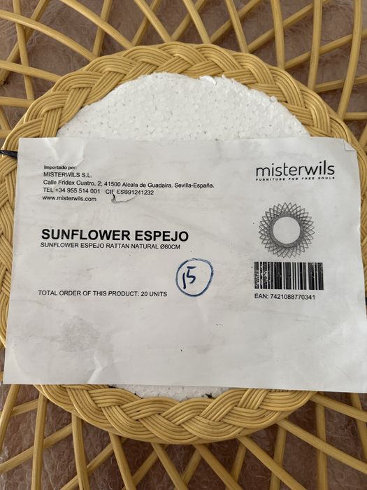 Espelho em vime com 60cm diametro